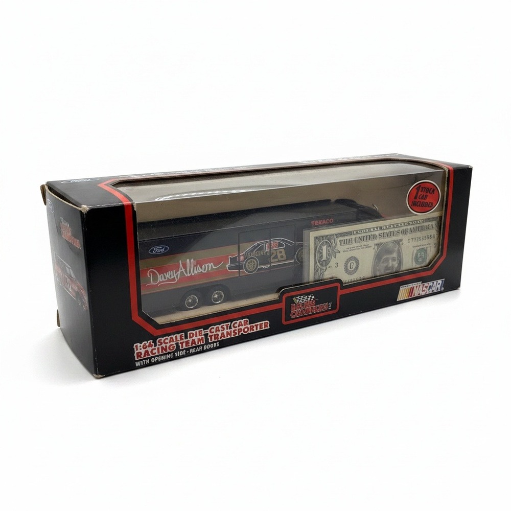 Racing Champions Davey Allison #28 Texaco Havoline 1:64 Transporter + $1 Bill